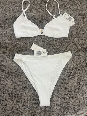 l*space White Ribbed Bikini Set